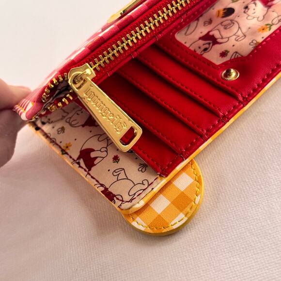 Disney Loungefly Winnie The Pooh Wallet Red Yellow Gingham 2021 Large - Picture 4 of 8